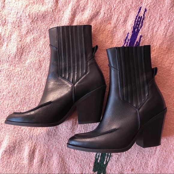 Mango Shoes - Mango Black Leather Cowboy Boots